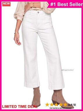 High Waisted Wide Leg Crop Flare Stretchy Denim Jeans